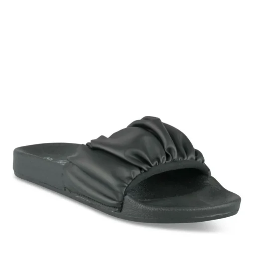 Claquettes Plage NOIR Femme Motif Uni A Enfiler