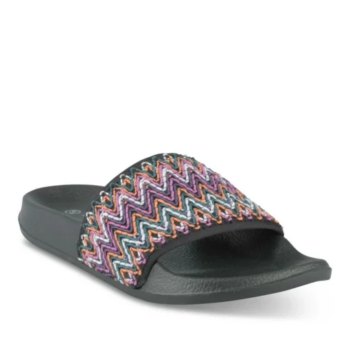 Claquettes Plage NOIR Femme Motif Uni A Enfiler