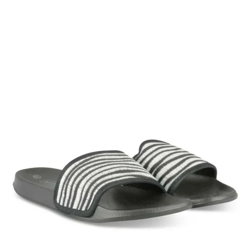 Claquettes Plage NOIR Femme Motif Tressé A Enfiler