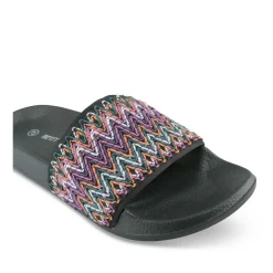 Claquettes Plage NOIR Femme Motif Uni A Enfiler