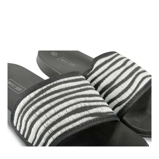 Claquettes Plage NOIR Femme Motif Tressé A Enfiler
