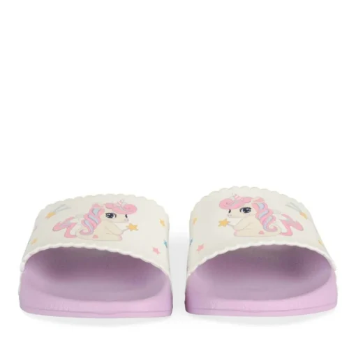 Claquettes VIOLET Fille Motif Licorne A Enfiler