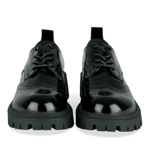 Derbies NOIR Femme Motif Vernis Lacets