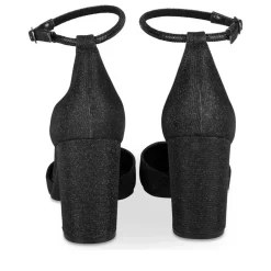 Escarpins Carré NOIR Femme Motif Paillettes Boucle