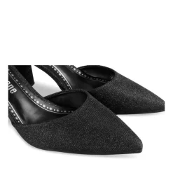 Escarpins Carré NOIR Femme Motif Paillettes Boucle