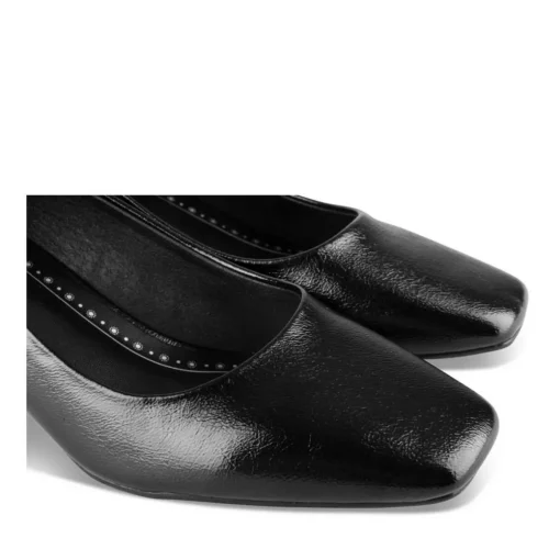 Escarpins Carré NOIR Femme Motif Vernis A Enfiler