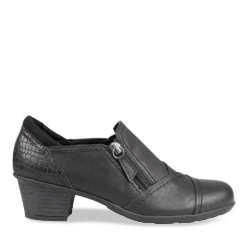 Escarpins Confort NOIR Femme Motif Uni Fermeture éclair