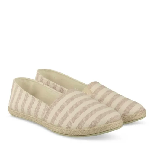 Espadrilles BLANC Femme Motif Rayures A Enfiler