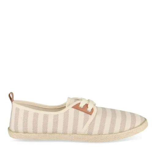 Espadrilles Lacets BLANC Femme Motif Uni Lacets