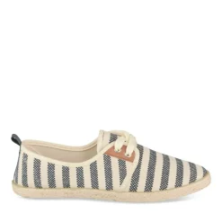 Espadrilles Lacets BLANC Femme Motif Rayures A Enfiler