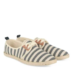 Espadrilles Lacets BLANC Femme Motif Rayures A Enfiler