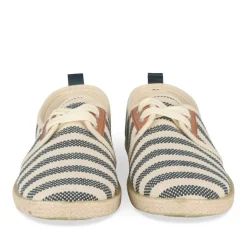 Espadrilles Lacets BLANC Femme Motif Rayures A Enfiler