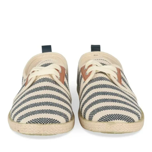 Espadrilles Lacets BLANC Femme Motif Rayures A Enfiler