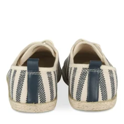 Espadrilles Lacets BLANC Femme Motif Rayures A Enfiler