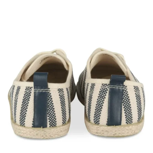 Espadrilles Lacets BLANC Femme Motif Rayures A Enfiler