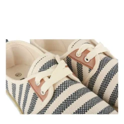 Espadrilles Lacets BLANC Femme Motif Rayures A Enfiler