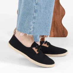 Espadrilles Lacets NOIR Femme Motif Uni Lacets