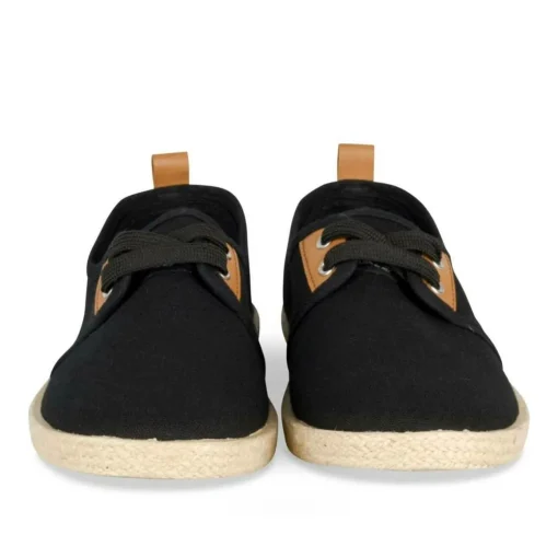 Espadrilles Lacets NOIR Femme Motif Uni Lacets