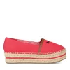 Espadrilles Plateforme ROUGE Femme Motif Uni A Enfiler