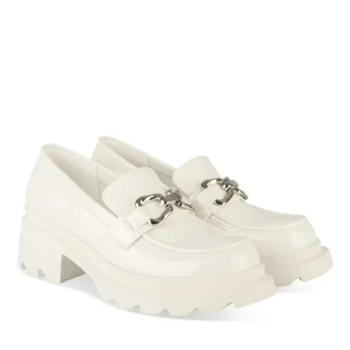 Mocassins BEIGE Femme Motif Chaîne A Enfiler