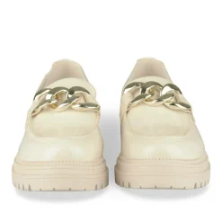 Mocassins BEIGE Femme Motif Chaîne A Enfiler