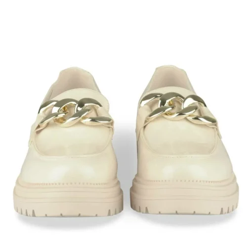 Mocassins BEIGE Femme Motif Chaîne A Enfiler