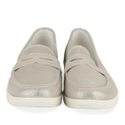 Mocassins Confort ARGENT Femme CUIR Motif Uni A Enfiler