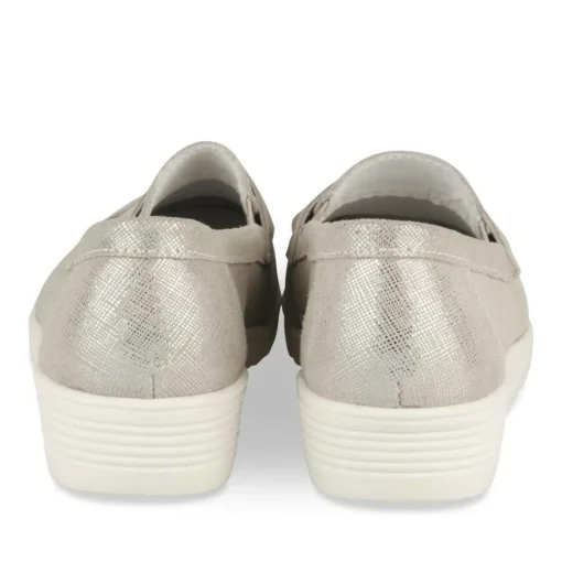 Mocassins Confort ARGENT Femme CUIR Motif Uni A Enfiler