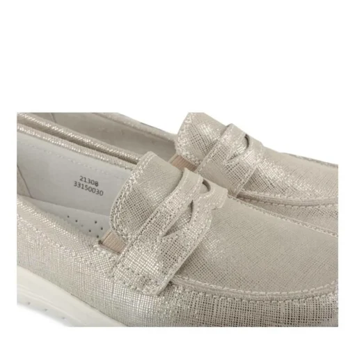 Mocassins Confort ARGENT Femme CUIR Motif Uni A Enfiler