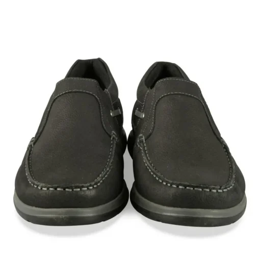 Mocassins Confort NOIR Homme CUIR Motif Uni A Enfiler