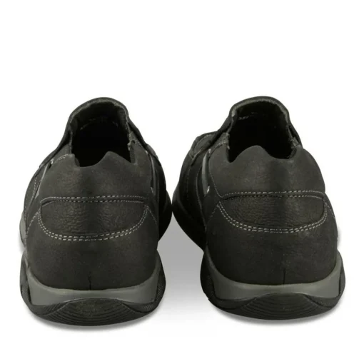 Mocassins Confort NOIR Homme CUIR Motif Uni A Enfiler