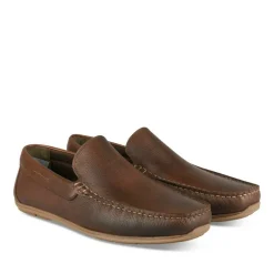 Mocassins MARRON Homme CUIR Motif Uni A Enfiler