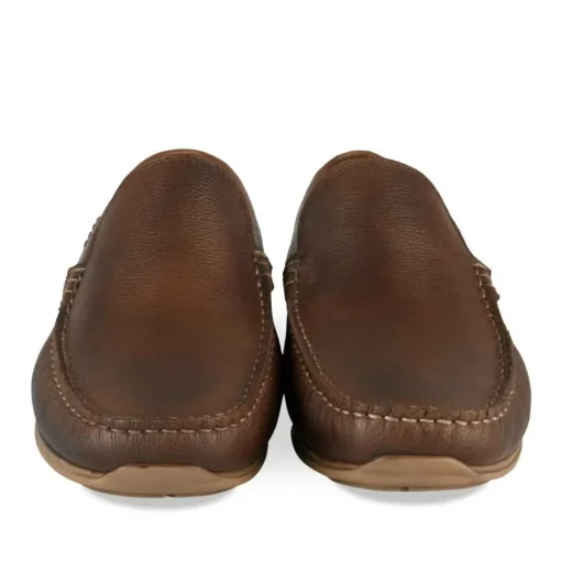 Mocassins MARRON Homme CUIR Motif Uni A Enfiler