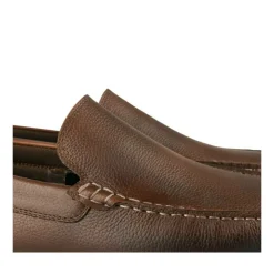 Mocassins MARRON Homme CUIR Motif Uni A Enfiler
