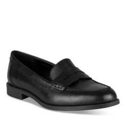 Mocassins NOIR Femme CUIR Motif Uni A Enfiler