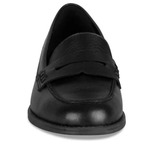 Mocassins NOIR Femme CUIR Motif Uni A Enfiler