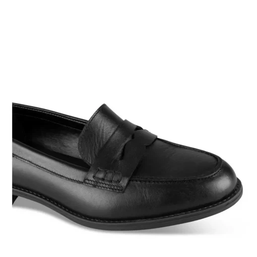 Mocassins NOIR Femme CUIR Motif Uni A Enfiler