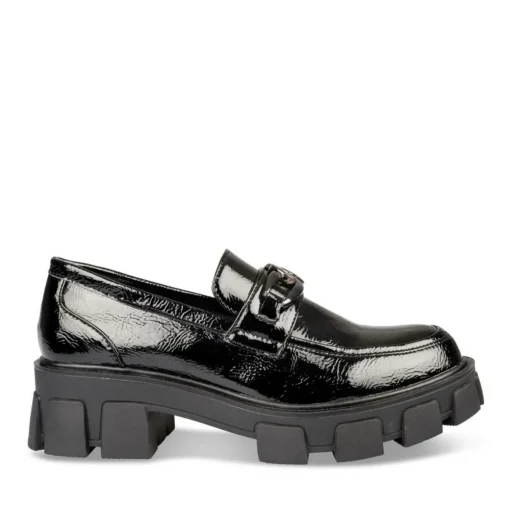 Mocassins NOIR Femme Motif Vernis A Enfiler