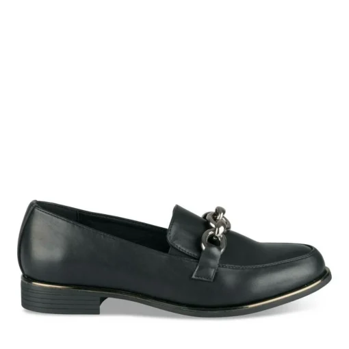 Mocassins NOIR Femme Motif Chaîne A Enfiler
