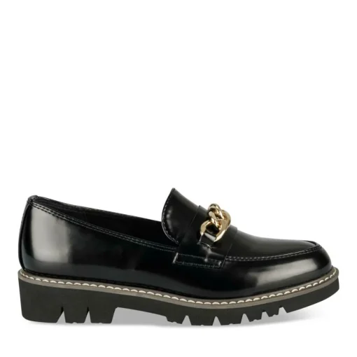Mocassins NOIR Femme Motif Chaîne A Enfiler