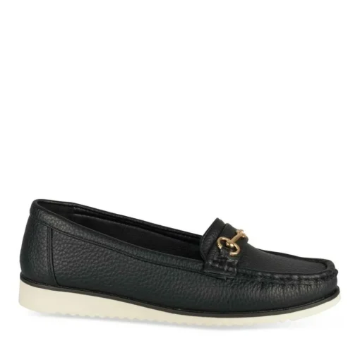 Mocassins NOIR Femme Motif Chaîne A Enfiler