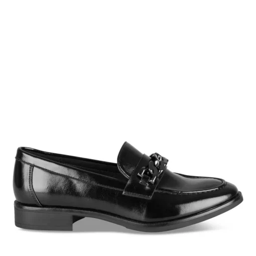Mocassins NOIR Femme Motif Chaîne A Enfiler