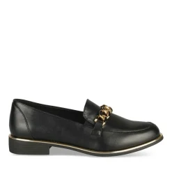Mocassins NOIR Femme Motif Chaîne A Enfiler