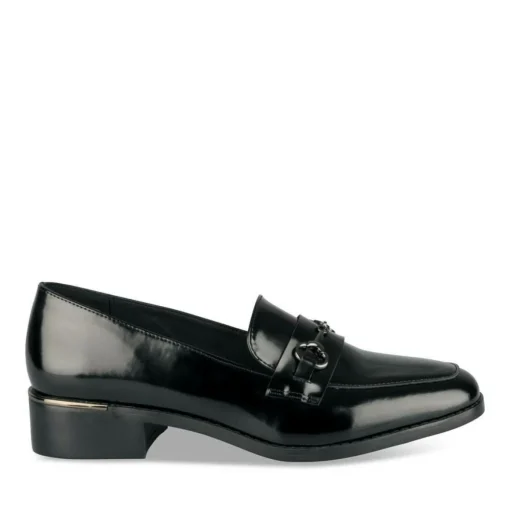 Mocassins NOIR Femme Motif Chaîne A Enfiler