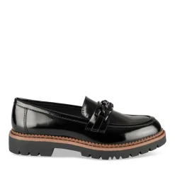 Mocassins NOIR Femme Motif Chaîne A Enfiler