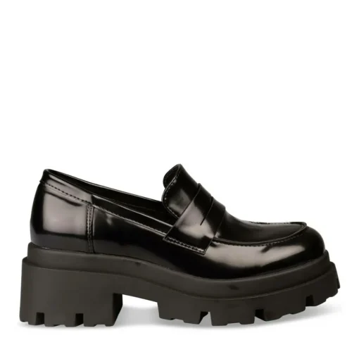 Mocassins NOIR Femme Motif Vernis A Enfiler