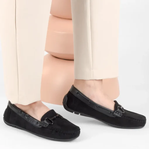 Mocassins NOIR Femme Motif Chaîne A Enfiler