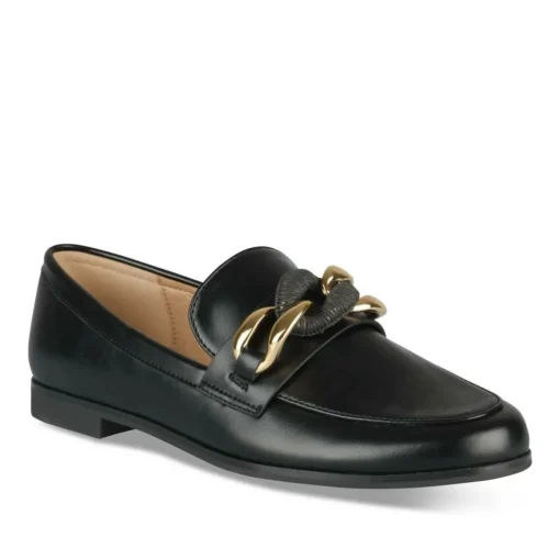 Mocassins NOIR Femme Motif Chaîne A Enfiler