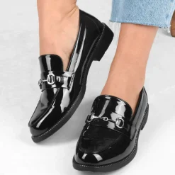 Mocassins NOIR Femme Motif Chaîne A Enfiler