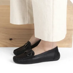 Mocassins NOIR Femme Motif Uni A Enfiler